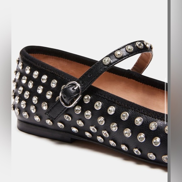 Steve Madden black VINETTA RHINESTONES mary jane flats size 10 brand new - Picture 6 of 10